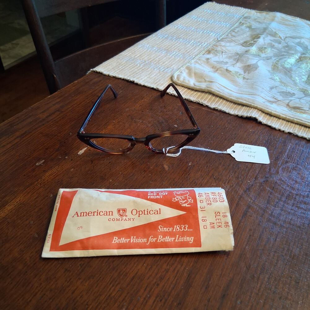 American Optical New old stock eye glasses amber sleek cat eye tortoise